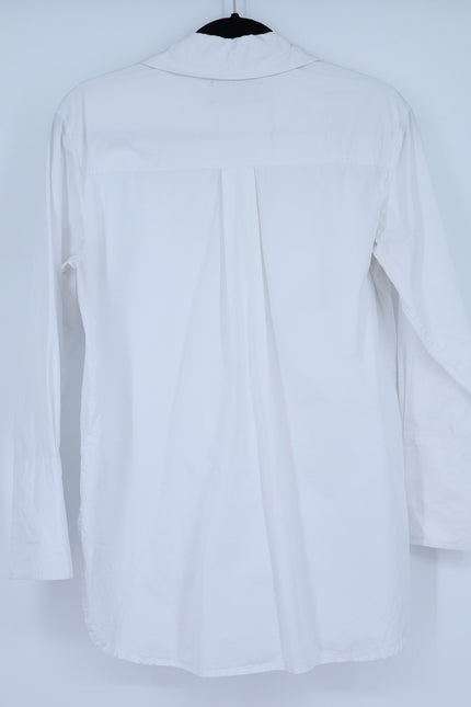 CLASSIC SIX Donna Button Down Shirt White Long Sleeve Cotton Blouse Women's 8