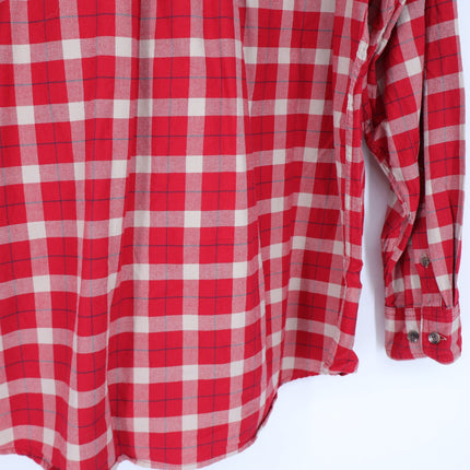 Filson Alaskan Flannel Shirt Red Cream Plaid Button Up Shirt Men's XL