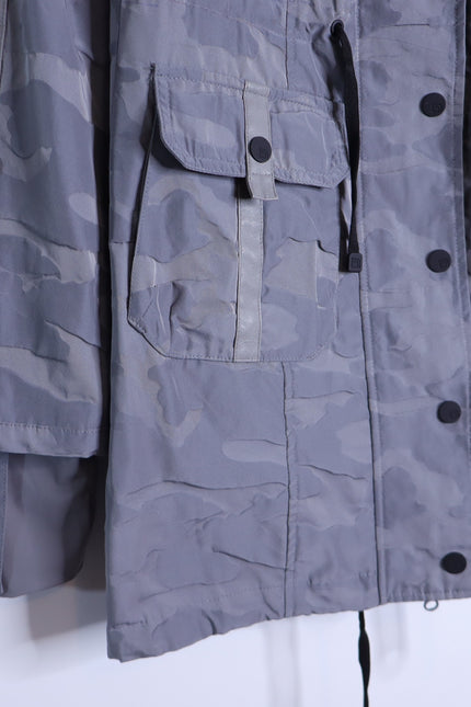 BLANC NOIR Hooded Water Resistance Anorak Jacket Gray Camo Women's M