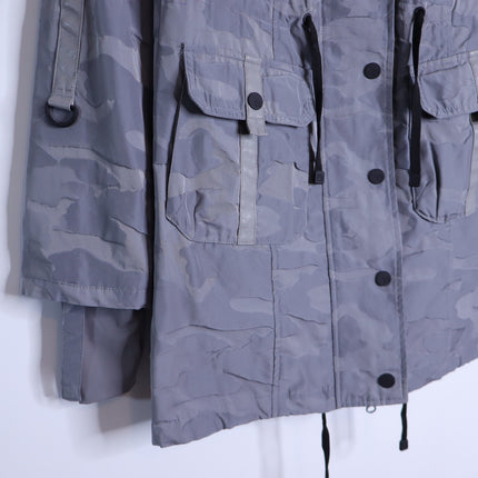 BLANC NOIR Hooded Water Resistance Anorak Jacket Gray Camo Women's M