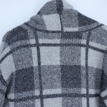 Margaret O'Leary Knits Plaid Sweater Jacket Gray Two Button Wool Women's XS