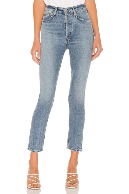 AGOLDE Nico High Rise Slim Jeans Chronicle Blue Light Wash Ankle Cut Women's 29