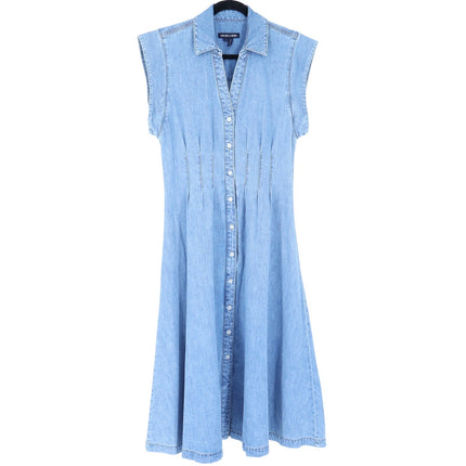 VERONICA BEARD Ruben Midi Dress Pebble Stone Denim Button Front Women's 10