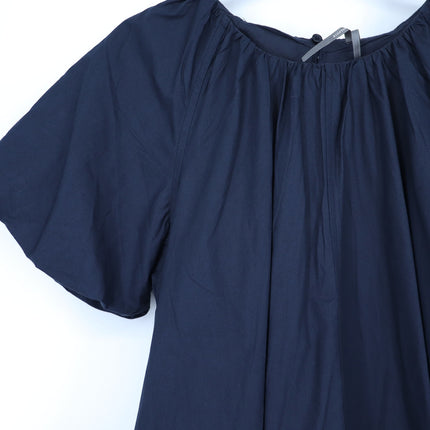 ANTHROPOLOGIE Puff Sleeve Bubble Mini Dress Navy Blue Relaxed Women's S
