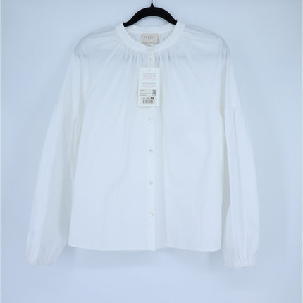 SEZANE Nerissa Button Up Shirt Ecru White Oragnic Cotton Poplin Women's 40/US 8