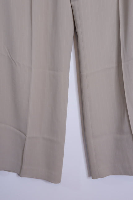 DONNA KARAN NWT Pinstripe Wide Leg Dress Pants Cobblestone Cream Women's 10P