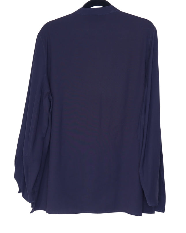 STUDIO NICHOLSON Volume Sleeve Shirt Navy Blue Popover Blouse Women's 3/US 10