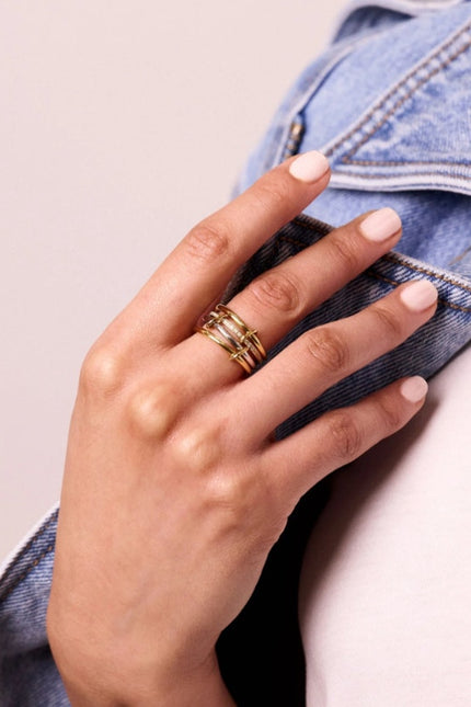ELECTRIC PICKS Heiress 2 Tone Stacked Ring Gold and Silver Size 9