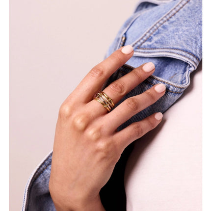 ELECTRIC PICKS Heiress 2 Tone Stacked Ring Gold and Silver Size 9