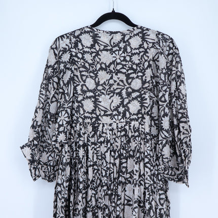 Daughters of India Kyra Maxi Dress Pepper Black NWT Jaal Block Print Women's S