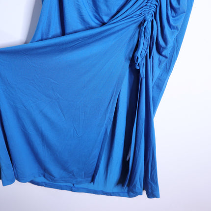 REISS Rosie Long Sleeve Maxi Dress Blue Side Ruching Women's 8