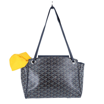 GOYARD Rouette Souple Shoulder Bag Black and Brown Coated Canvas Chevron
