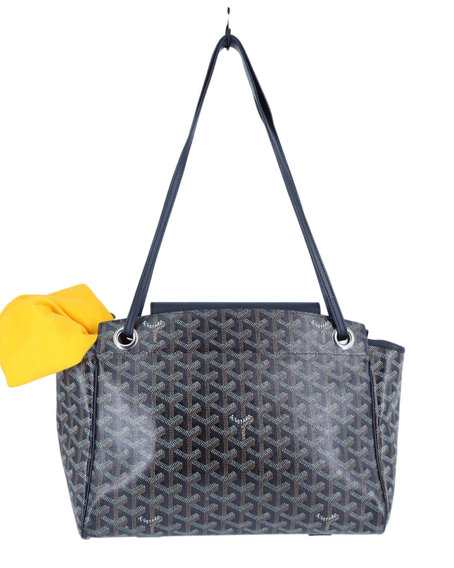GOYARD Rouette Souple Shoulder Bag Black and Brown Coated Canvas Chevron