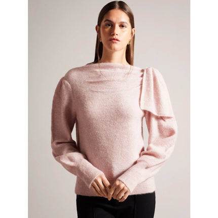 TED BAKER Larbow Statement Bow Sweater NWT Pink Wool Pullover Women's 0/US 2