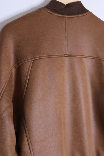 WE THE FREE Wild Rose Vegan Suede Bomber Jacket Chestnut Combo Women's S