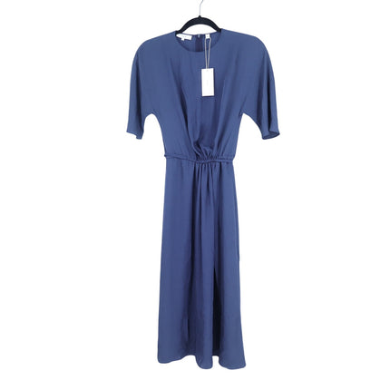 Vince Drape Twill T-Shirt Dress Marine Blue NWT Short Sleeve Women's XXS