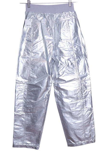 FP MOVEMENT NWT Mesmerize Me Shine Pants Silver Cargo Pull On Women's XS