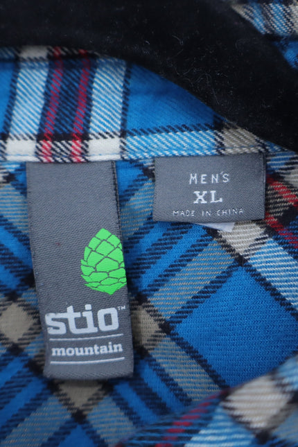STIO Slipstone Midweight Flannel Shirt Blue Plaid Cotton Long Sleeve Men's XL