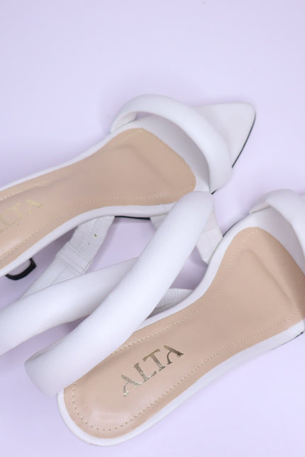 ALTA Ophelia Heeled Sandals White Cowhide Leather Pointed Toe Women's 8