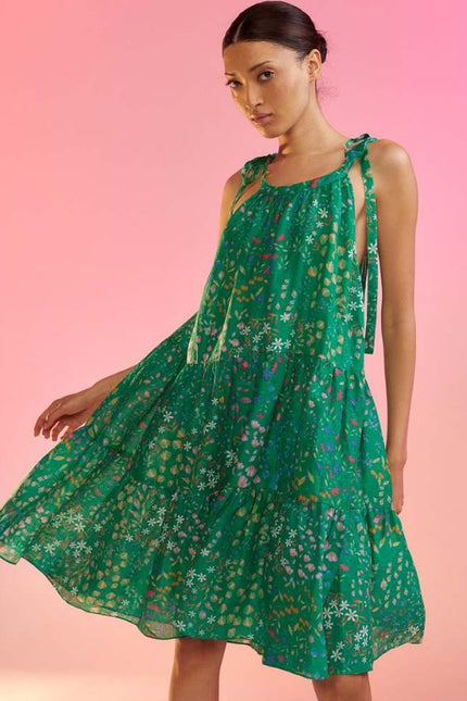 CYNTHIA ROWLEY Layla Floral Halter Dress Green NWT Knee Length Women's L