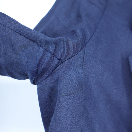 Smythe Linen Blazer Navy Blue 3/4 Sleeve Single Breasted Women's 4