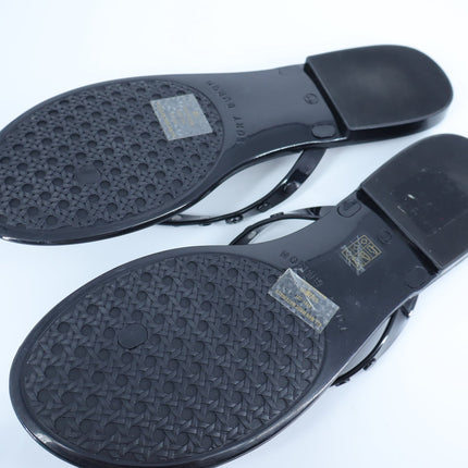 Tory Burch Studded Jelly Thong Sandals Black Slip On Casual Women's 11