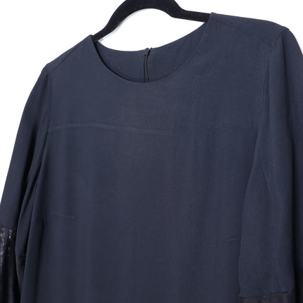 AKRIS PUNTO Embroidered Tulle Sleeve Shift Dress Black Knee Length Women's 12