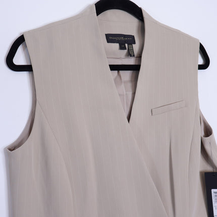 DONNA KARAN NWT Pinstripe Double Breasted Vest Cobblestone Cream Women's 10P