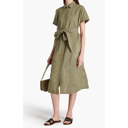 DEREK LAM Mikala Belted Shirt Dress NWT Oregano Green Short Sleeve Women's M
