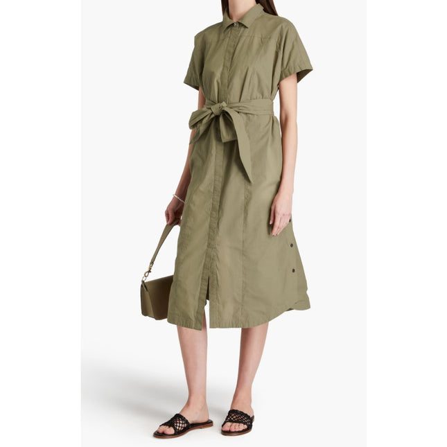 DEREK LAM Mikala Belted Shirt Dress NWT Oregano Green Short Sleeve Women's M