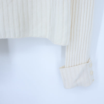 Vince Button Cuff Sweater Ivory Cashmere Wool Mock Neck Pullover Women's M