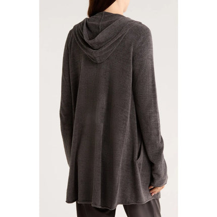 Barefoot Dreams CozyChic Lite Hooded Cardigan Brown Open Longline Women's XS/S