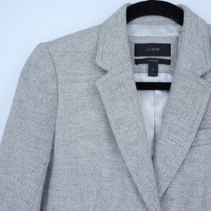 J. Crew Schoolboy Houndstooth Wool Blazer Grey Single Breasted Women's 2