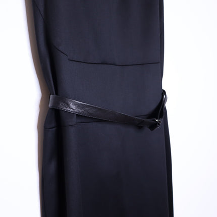 REED KRAKOFF Sleeveless Belted Dress Black Knee Length V Neck Women's 6