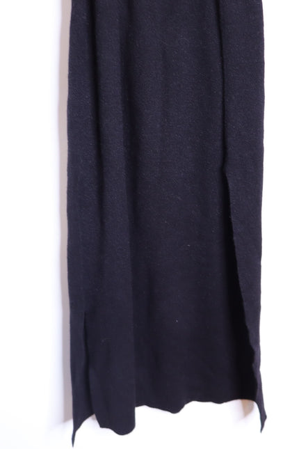 KAREN MILLEN NWT Black Wool Blend Belted Knit Midi Dress Short Sleeve Women's XS