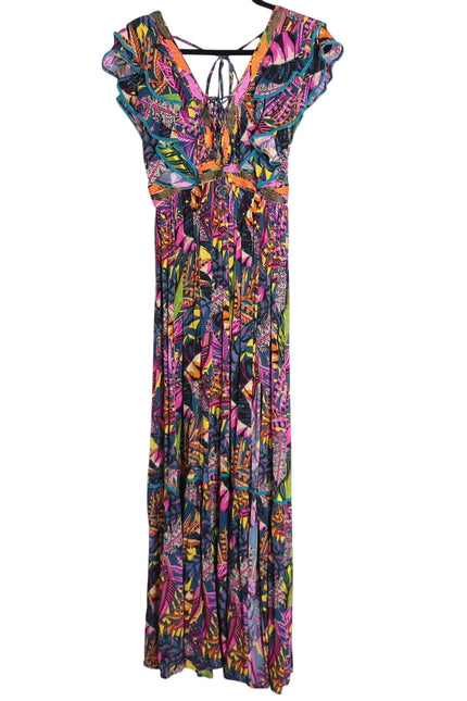 TAJ BY SABRINA CRIPPA Flamingo Maxi Dress High Summer Ruffle Women's S