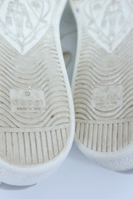 GUCCI Ace Sneaker Interlocking G White Perforated Lace Up Women's 38.5/US 8.5