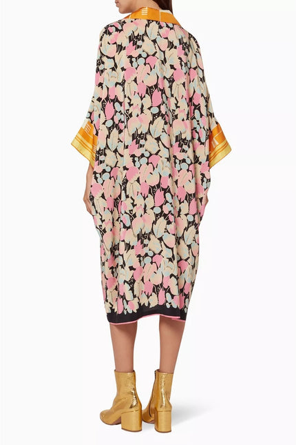 DRIES VAN NOTEN Floral-Print Daze Kaftan Multicolor Silk Slip On Women's M