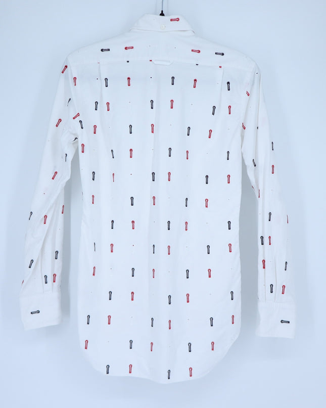 THOM BROWNE Embroidered Button Down Shirt White Long Sleeve Women's 1/US S