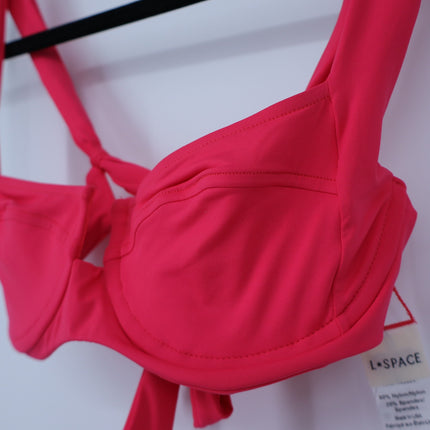 L*Space Camellia Bikini Top Pink Bougainvillea NWT Tie Back Strap Women's S