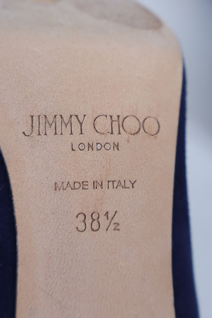 JIMMY CHOO Romy 85 Navy Suede Pointed Pumps Women's 38.5/US 8.5