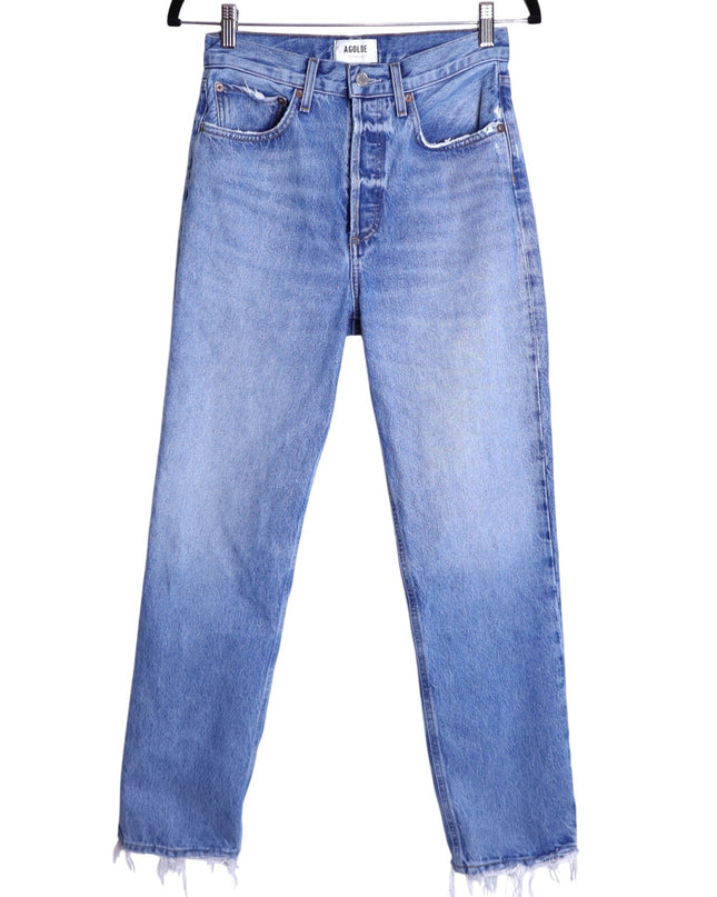 AGOLDE 90's Distressed Straight Leg Jeans Blue Light Wash 5 Pocket Women's 24
