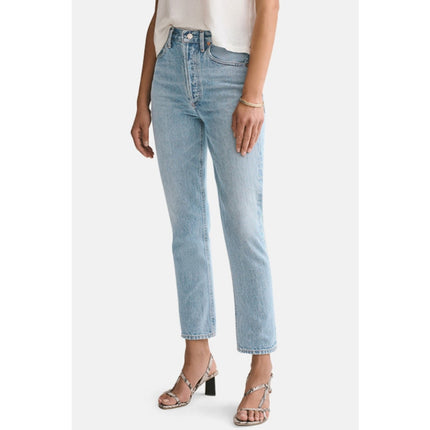 AGOLDE Riley Straight Cropped Jean Renewal Blue Light Wash High Rise Women's 31