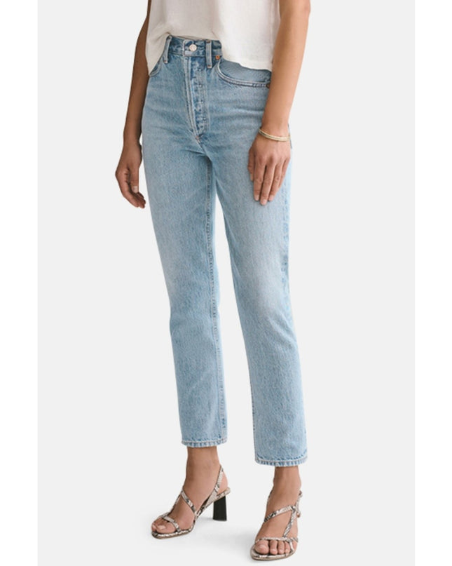 AGOLDE Riley Straight Cropped Jean Renewal Blue Light Wash High Rise Women's 31