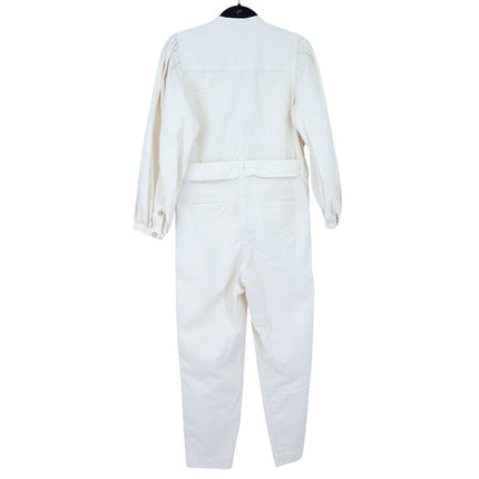 J. Crew Puff Sleeve Chino Jumpsuit Off White Belted Long Sleeve Women's 4