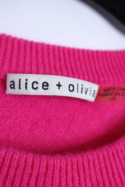 ALICE + OLIVIA Gleeson Cashmere Sweater Dip Dye Ombre Pink Long Sleeve Women's L