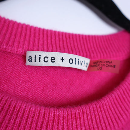 ALICE + OLIVIA Gleeson Cashmere Sweater Dip Dye Ombre Pink Long Sleeve Women's L