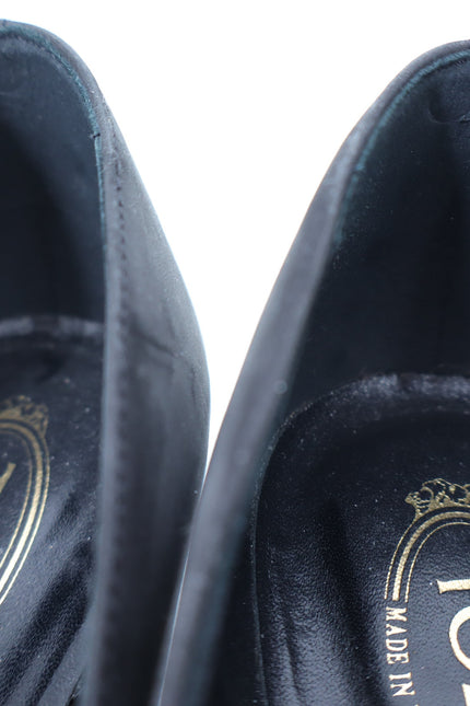 TOD'S Studded Suede Pumps Black and Gold Kitten Heel Women's 38/US 8