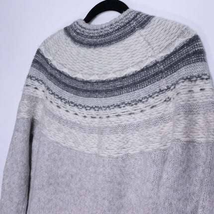 THEORY Fair Isle Sweater Melange Light Grey Wool Blend Long Sleeve Women's P/00