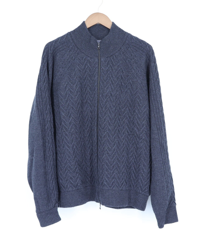 Vince Wool Cable Full Zip Sweater Dark Gray Textured Long Sleeve Men's XL